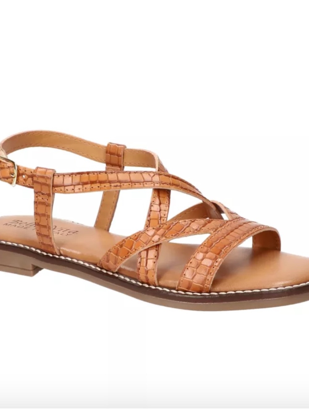 BELLA VITA Womens brown Croco tyla italy Leather Slingback flat Sandals 8